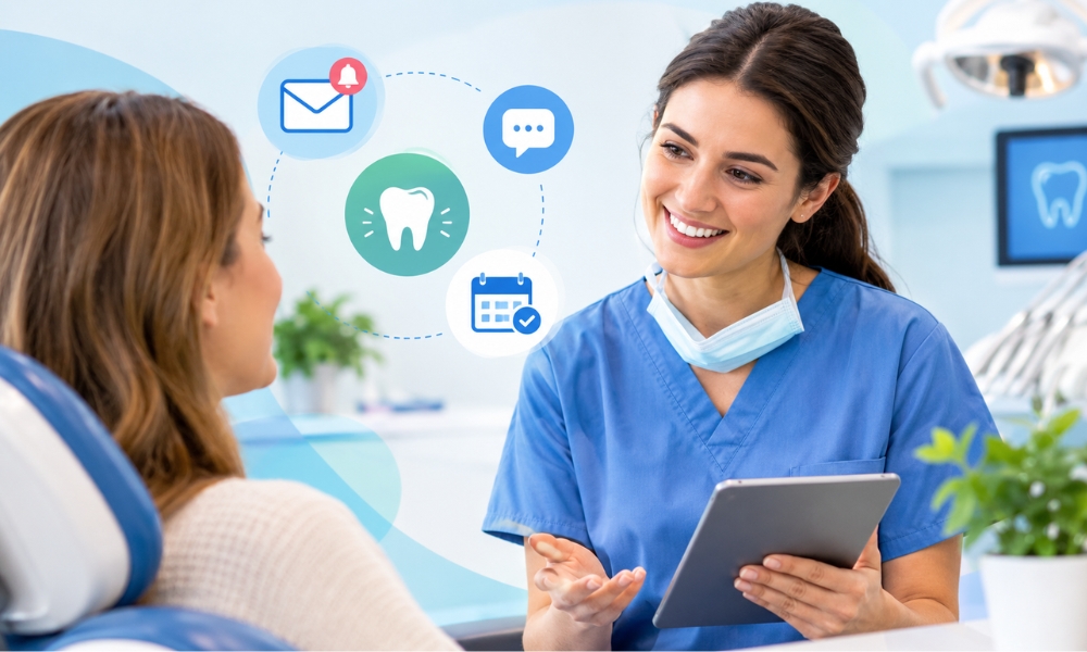 Dentist reconnecting with a patient through appointment reminders